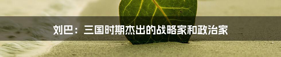 刘巴：三国时期杰出的战略家和政治家