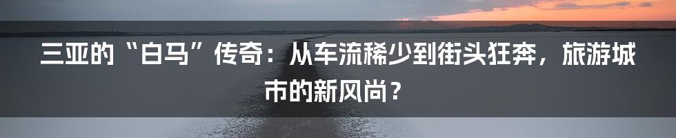 三亚的“白马”传奇：从车流稀少到街头狂奔，旅游城市的新风尚？