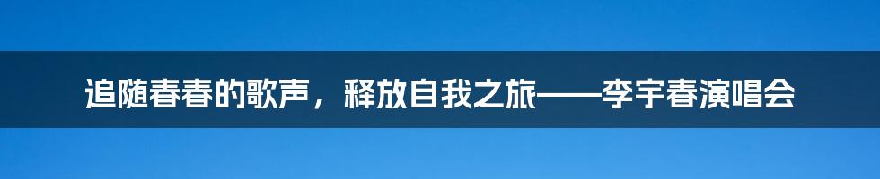 追随春春的歌声，释放自我之旅——李宇春演唱会