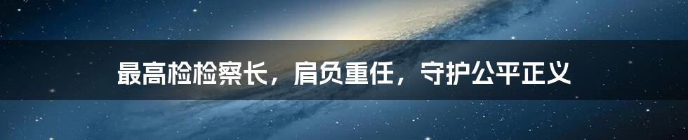 最高检检察长，肩负重任，守护公平正义