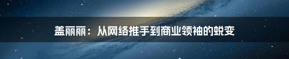 盖丽丽：从网络推手到商业领袖的蜕变