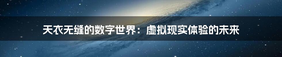 天衣无缝的数字世界：虚拟现实体验的未来