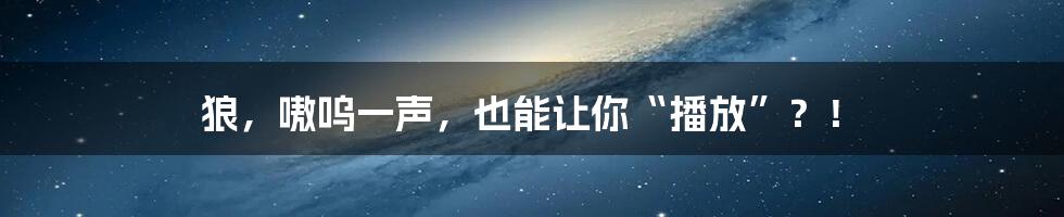 狼，嗷呜一声，也能让你“播放”？！