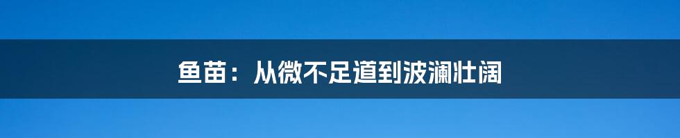 鱼苗：从微不足道到波澜壮阔