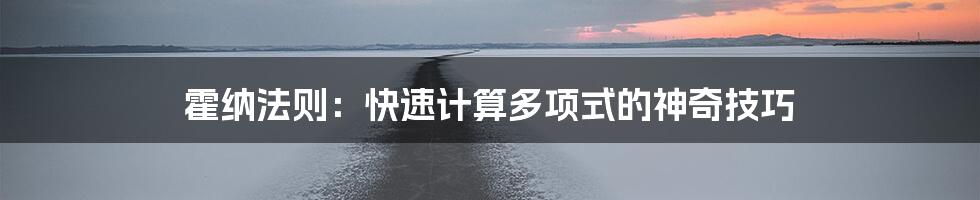 霍纳法则：快速计算多项式的神奇技巧