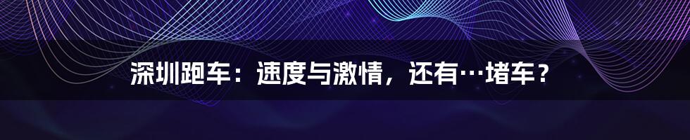 深圳跑车：速度与激情，还有…堵车？