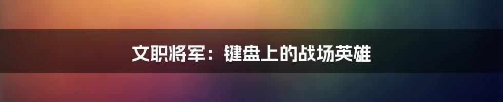 文职将军：键盘上的战场英雄