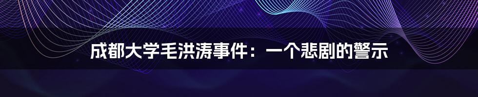 成都大学毛洪涛事件：一个悲剧的警示