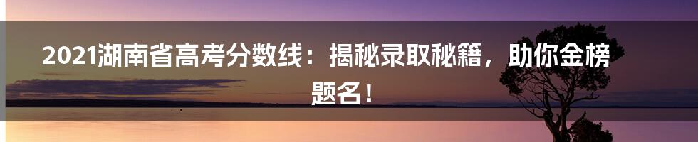 2021湖南省高考分数线：揭秘录取秘籍，助你金榜题名！