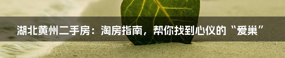 湖北黄州二手房：淘房指南，帮你找到心仪的“爱巢”