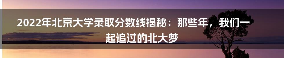 2022年北京大学录取分数线揭秘：那些年，我们一起追过的北大梦