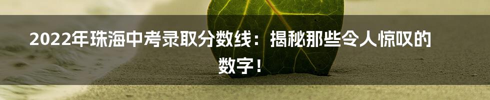 2022年珠海中考录取分数线：揭秘那些令人惊叹的数字！