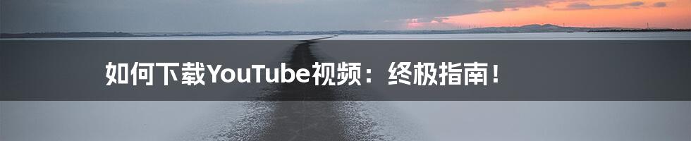 如何下载YouTube视频：终极指南！