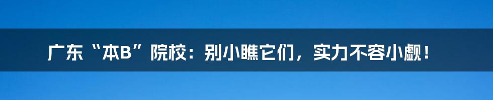 广东“本B”院校：别小瞧它们，实力不容小觑！