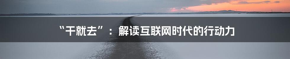 “干就去”：解读互联网时代的行动力