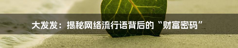 大发发：揭秘网络流行语背后的“财富密码”