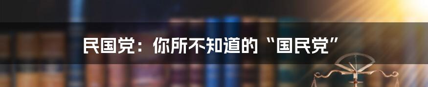 民国党：你所不知道的“国民党”