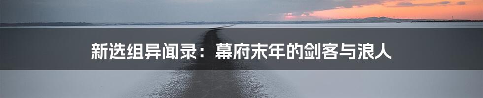 新选组异闻录：幕府末年的剑客与浪人