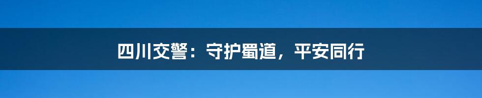 四川交警：守护蜀道，平安同行