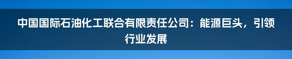 中国国际石油化工联合有限责任公司：能源巨头，引领行业发展