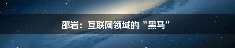 邵岩：互联网领域的“黑马”