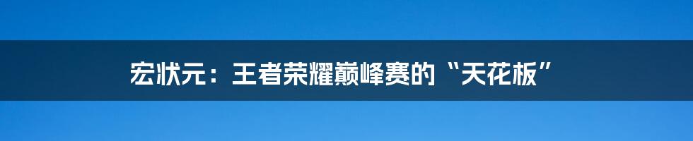 宏状元：王者荣耀巅峰赛的“天花板”