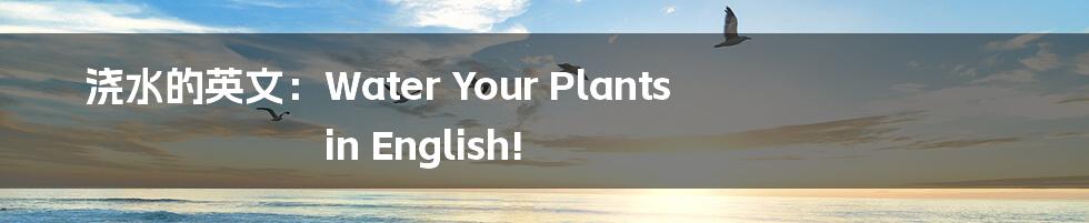 浇水的英文：Water Your Plants in English!