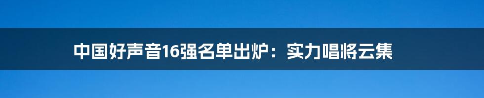 中国好声音16强名单出炉：实力唱将云集