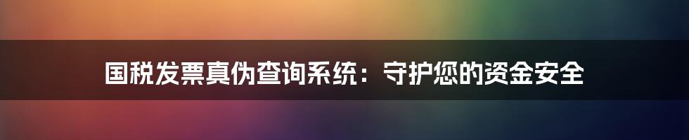 国税发票真伪查询系统：守护您的资金安全