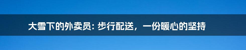 大雪下的外卖员: 步行配送，一份暖心的坚持