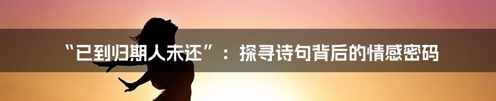 “已到归期人未还”：探寻诗句背后的情感密码