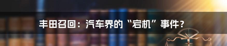 丰田召回：汽车界的“宕机”事件？