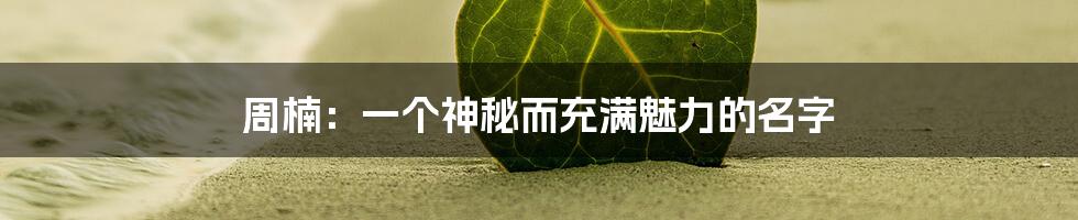 周楠：一个神秘而充满魅力的名字