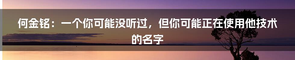 何金铭：一个你可能没听过，但你可能正在使用他技术的名字