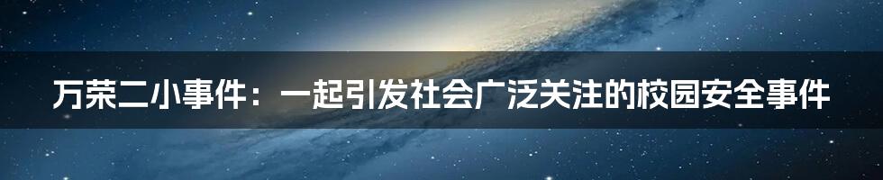 万荣二小事件：一起引发社会广泛关注的校园安全事件