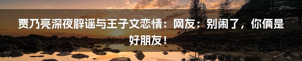 贾乃亮深夜辟谣与王子文恋情：网友：别闹了，你俩是好朋友！