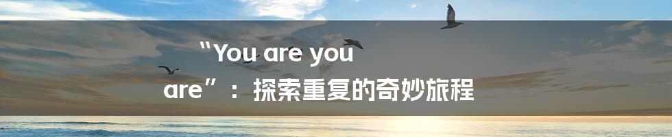 “You are you are”：探索重复的奇妙旅程