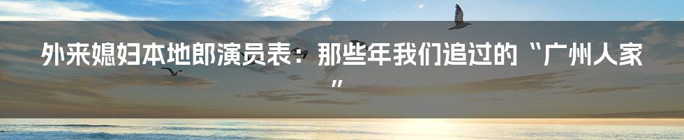 外来媳妇本地郎演员表：那些年我们追过的“广州人家”