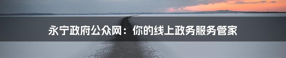 永宁政府公众网：你的线上政务服务管家