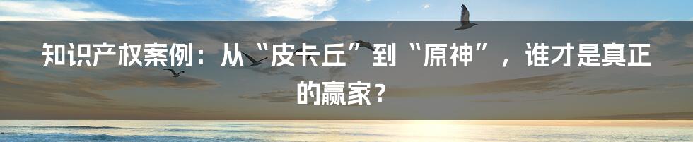 知识产权案例：从“皮卡丘”到“原神”，谁才是真正的赢家？