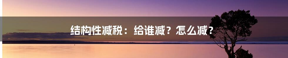 结构性减税：给谁减？怎么减？