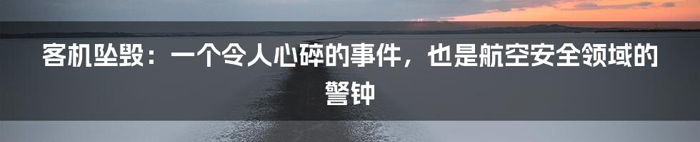 客机坠毁：一个令人心碎的事件，也是航空安全领域的警钟