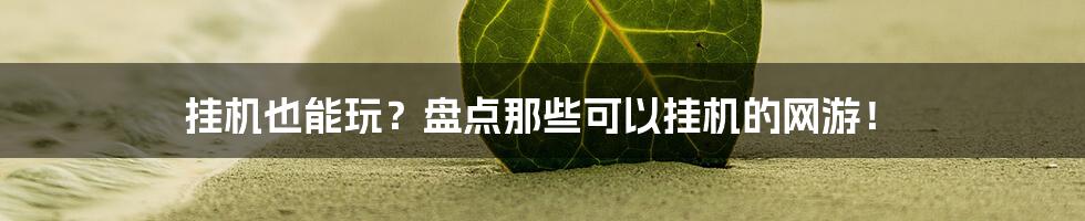 挂机也能玩？盘点那些可以挂机的网游！