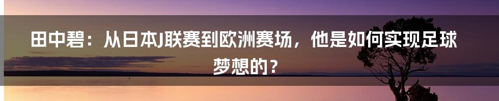 田中碧：从日本J联赛到欧洲赛场，他是如何实现足球梦想的？