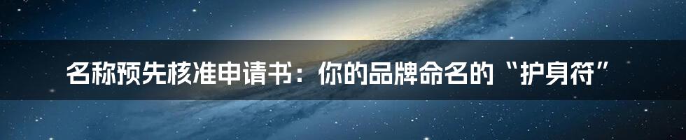 名称预先核准申请书：你的品牌命名的“护身符”