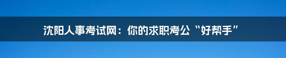 沈阳人事考试网：你的求职考公“好帮手”