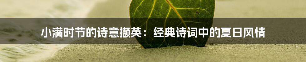 小满时节的诗意撷英：经典诗词中的夏日风情