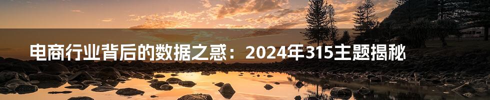 电商行业背后的数据之惑：2024年315主题揭秘