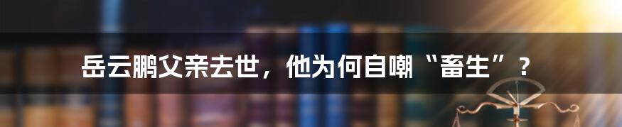 岳云鹏父亲去世，他为何自嘲“畜生”？