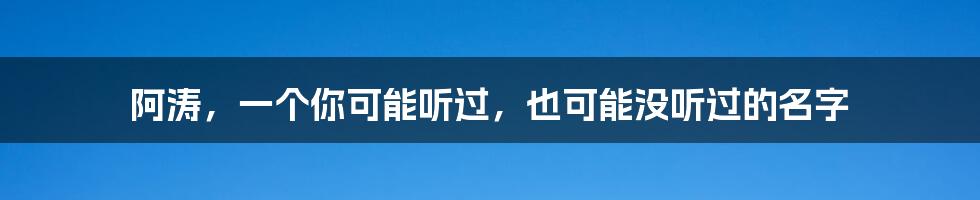 阿涛，一个你可能听过，也可能没听过的名字